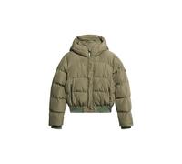 Superdry Damen Sportliche Stepp-Bomberjacke mit Kapuze Blassolivgrün 44
