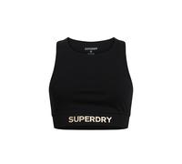 Superdry Damen Sportswear Bustiertop mit Logo Schwarz/Bronze 44