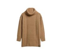 Superdry Damen Strickkleid mit Rollkragen und Zopfmuster Insel Karamell Twist 40