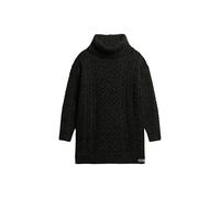 Superdry Damen Strickkleid mit Rollkragen und Zopfmuster Schwarz Twist 36