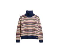 Superdry Damen Strukturierter Pullover mit Streifenmuster Winter Marineblau Mehrfarbig 36
