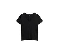 Superdry Damen T-Shirt Studios Slub Embroidered – V-Ausschnitt, Stickerei – Größe S Schwarz