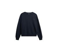 Superdry Damen Stückgefärbtes Essential Sweatshirt mit Logo und Rundhalsausschnitt Finster Marineblau 38