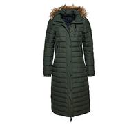 Superdry Damen Super lang geschnittener Fuji Mantel Dunkles Moosgrün 36