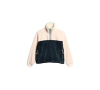 Superdry Sweatshirt Super Soft Mash Up Henley superweicher Teddy-Fleece Damen XL Reisweiß