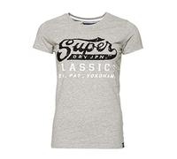 Superdry Damen T-Shirt Classic Sequin Entry Grey Marl Heather, Größe:S