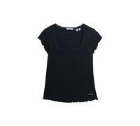 Superdry Damen T-Shirt mit eckigem Ausschnitt - schmale Passform Finster Marineblau 38