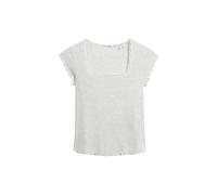 Superdry Damen T-Shirt mit eckigem Ausschnitt - schmale Passform Gletschergrau Meliert 40