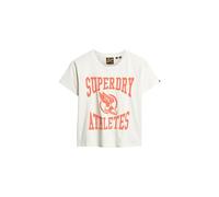 Superdry Damen Tailliertes, beflocktes Varsity T-Shirt Wollweiß 40