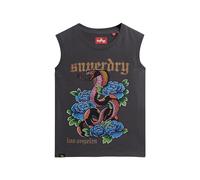 Superdry Damen Tattoo Tanktop mit Strassbesatz Anthrazit 36