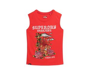 Superdry Damen Tattoo Tanktop mit Strassbesatz Soda Pop Rot 38