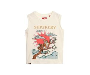 Superdry Damen Tattoo Tanktop mit Strassbesatz Winterweiß 44