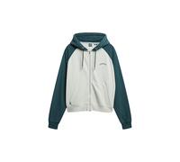 Superdry Damen Übergroße Essential Logo Raglan-Kapuzenjacke Wüste Knochen-Wollweiß/Dunkles Piniengrün 38