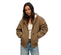 Superdry Damen Übergroße Vintage Workwear Bomberjacke mit Kapuze Denim Co Tabakbraun XXL