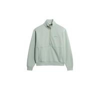 Superdry Damen Übergroßes Essential Logo Sweatshirt mit halbem Reißverschluss Lilienblatt Grün 44