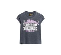 Superdry Damen Varsity T-Shirt in Ausbrenneroptik Finster Marineblau 40