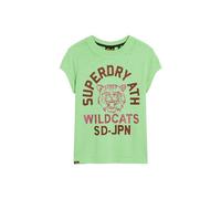 Superdry Damen Varsity T-Shirt in Ausbrenneroptik Neon Mintgrün 40
