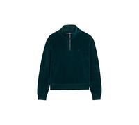 Superdry Damen Velour Sweatshirt mit Halbreißverschluss Dunkles Piniengrün 40