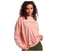 Superdry Damen Velours-Sweatshirt mit Rundhalsausschnitt und Grafik Pfirsichbeige 34