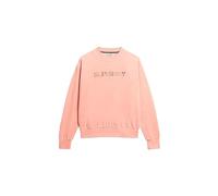 Superdry Damen Velours-Sweatshirt mit Rundhalsausschnitt und Grafik Pfirsichbeige 38