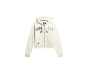 Superdry Damen Verkürzte Athletic Essentials Relaxed Kapuzenjacke Wüstenknochen Wollweiß 40
