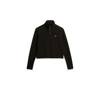 Superdry Damen Verkürzter Polar Fleecepullover mit halblangem Reißverschluss Schwarz 42
