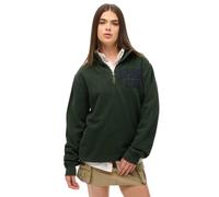 Superdry Damen Vintage Athletic Henley-Pullover mit Reißverschluss Akademie Dunkelgrün XL