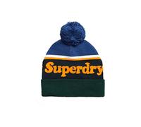 Superdry Damen Vintage Classic Logo Beanie Baskenmütze, Azul Marino crepúsculo/Naranja Jaffa,