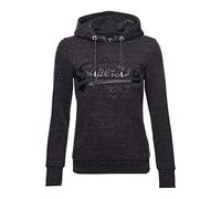 Superdry Damen Vintage Logo Glitzer Hoodie mit Prägung Schwarz Meliert 40