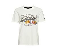 Superdry Damen Vintage Logo Premium T-Shirt mit Blumenmuster Ecru 38