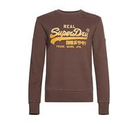 Superdry Damen Vintage Logo Sweatshirt mit Rundhalsausschnitt und Verzierung Dunkelkaki 36