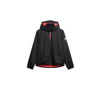 Superdry Damen Windbreaker-Jacke mit Kapuze und Logo Schwarz 34