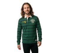 Langarmshirt SUPERDRY "DOUBLE EMBLEM STRIPE RUGBY", Damen, Gr. XL, hunter grün stripe, Single Jersey, Obermaterial: 100% Baumwolle, gestreift, relaxed fit normal, ohne Ausschnitt, Shirts Langarmshirt