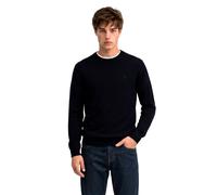 Rundhalspullover SUPERDRY "ESSENTIAL LW WOOL BLEND JUMPER", Herren, Gr. M, blau (deepest navy), Strick, Obermaterial: 70% Baumwolle, 30% Wolle, unifarben, slim fit normal, Rundhals, Bündchen, Pullover
