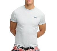 Rundhalsshirt SUPERDRY "ESSENTIAL LOGO EMB TEE", Herren, Gr. S, icy blau marl, navy, Single Jersey, Obermaterial: 100% Baumwolle, meliert, slim fit hüftlang, Rundhals, Shirts Rundhalsshirt (92549741-S