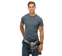 Rundhalsshirt SUPERDRY "ESSENTIAL LOGO EMB TEE", Jungen, Gr. 3XL, blau (stormy weath), Single Jersey, Obermaterial: 100% Baumwolle, unifarben, slim fit hüftlang, Rundhals, Shirts Rundhalsshirt, Baumwo