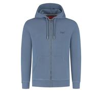 Kapuzensweatjacke SUPERDRY "ESSENTIAL LOGO ZIP HOODIE HB", Herren, Gr. XXL, heritage washed blau, angeraute Sweatware, Obermaterial: 80% Baumwolle, 20% Polyester, unifarben, modisch, slim fit normal,