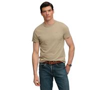 Rundhalsshirt SUPERDRY "ESSENTIAL SDCO LOGO EMB TEE", Herren, Gr. XXL, beige (tan braun fleck marl, beige), Single Jersey, Obermaterial: 100% Baumwolle, meliert, unifarben, regular fit normal, Rundhal