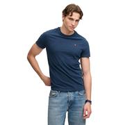 Rundhalsshirt SUPERDRY "ESSENTIAL SDCO LOGO EMB TEE", Herren, Gr. 3XL, blau (deep sea blau marl, orange), Single Jersey, Obermaterial: 100% Baumwolle, bedruckt, meliert, regular fit normal, Rundhals,