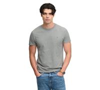Rundhalsshirt SUPERDRY "ESSENTIAL SDCO LOGO EMB TEE", Herren, Gr. L, grau (athletic grau marl, grün), Single Jersey, Obermaterial: 100% Baumwolle, unifarben, regular fit normal, Rundhals, Shirts Rundh