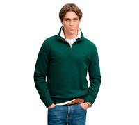 Sweatshirt SUPERDRY "ESSENTIAL SERIF LOGO HALF ZIP", Herren, Gr. M, grün (varsity grün), angeraute Sweatware, Obermaterial: 60% Baumwolle, 40% Polyester, bedruckt, relaxed fit normal, Rundhals, Rippbü