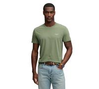 Rundhalsshirt SUPERDRY "ESSENTIAL SERIF LOGO EMB TEE", Herren, Gr. M, laurel khaki, chalk, Single Jersey, Obermaterial: 100% Baumwolle, bedruckt, regular fit normal, Rundhals, Shirts Rundhalsshirt, Ba