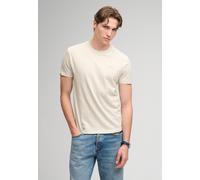 Rundhalsshirt SUPERDRY "ESSENTIAL SERIF LOGO EMB TEE", Herren, Gr. M, straw grau marl, grau, Single Jersey, Obermaterial: 100% Baumwolle, bedruckt, regular fit normal, Rundhals, Shirts Rundhalsshirt,
