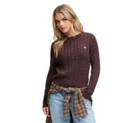 Strickpullover SUPERDRY "ESSENTIALS SD&CO CABLE JUMPER", Damen, Gr. M, chestnut braun, Strick, Obermaterial: 100% Polyacryl, unifarben, relaxed fit normal, Rundhals, Bündchen, Pullover Strickpullover,