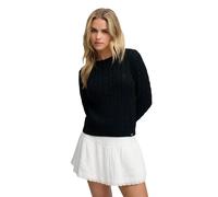 Strickpullover SUPERDRY "ESSENTIALS SD&CO CABLE JUMPER", Damen, Gr. S, eclipse navy, Strick, Obermaterial: 100% Polyacryl, unifarben, relaxed fit normal, Rundhals, Bündchen, Pullover Strickpullover, K