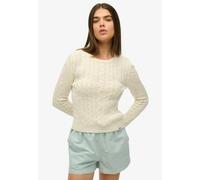 Superdry Pullover Essentials Slim Cable - schmaler Zopfstrick, Damen, Ecru, Größe 42