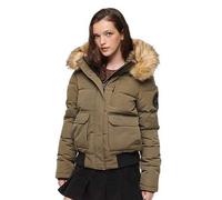 Superdry Damen Everest Bomber-Steppjacke mit Kapuze Militär Olivgrün 38