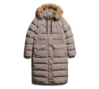 Superdry Damen Langer Everest Kunstfellmantel Dunkelbeige Strukturiert 38
