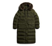 Superdry Everest Faux Fur Longline Jacke XS Army Khaki