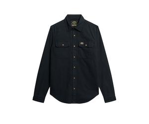 SUPERDRY Flanellhemd schwarz | S